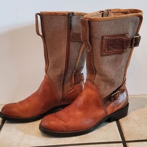 Harley-Davidson Heatherton Women's Boots size 8 Brown Leather and Canvas.